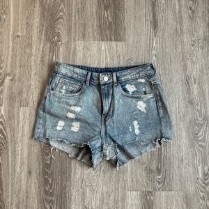 H&M Distressed High-Waisted Jean Shorts